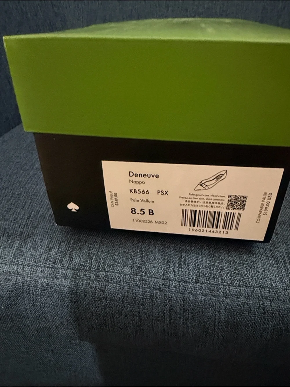kate spade black & silver KS logo in front shoe box with label